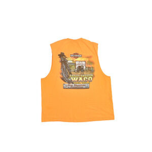 Harley Davidson Men's T shirt Size XXL Orange T Shirt Tank WACO TEXAS Cotton